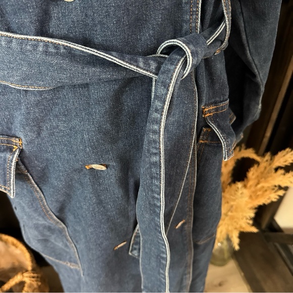 Idyll Vie Denim Trench Coat Double Breasted Women’s XL $150 MSRP High Fashion - Picture 5 of 13